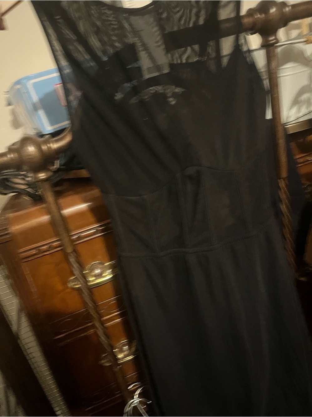 Urban Outfitters Black Sheer-Panel mini Dress with bra and lining